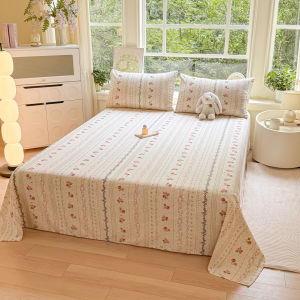 Tấm Trải Giường Cotton Nguyên Chất Dày Dặn Thoáng Khí Kích Thước 15m Có Thiết Kế Họa Tiết Hoa Và Sọc Phù Hợp Cho Ký Túc Xá Sinh Viên Mùa Hè