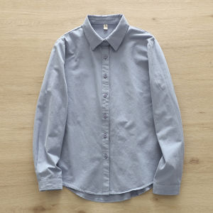 Womens Shirt Spring & Fall Brushed New Arrival Pointed Collar All Cotton Loose Long Sleeves Solid Color Shirt Inner Bottoming Shirt Easiest for Match Tops