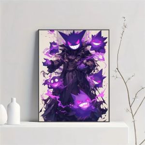 Bandai | 5D DIY Diamond Painting Cool Ghost Type Pokemon with Purple Smoke Effect Relaxing DIY Craft Holiday & Birthday Gift