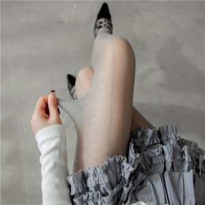 Grey Lace Trim Leggings Thin Pantyhose Women Spring Autumn White Stockings JK Tights Miu Series Base Layer Socks Underwear
