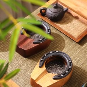 ห้องนั่งเล่นที่บ้านที่เขี่ยบุหรี่ซิการ์วินเทจสำนักงานสร้างสรรค์ที่เขี่ยบุหรี่ชาโต๊ะเซนไม้เนื้อแข็งไม้เขี่ยบุหรี่