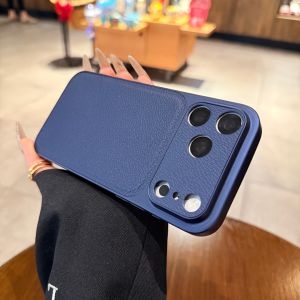 AO.HU | Blue Vegan Leather High Protection Window Change Phone Case