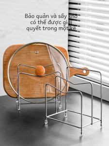 ตู้เสื้อผ้าครัวสแตนเลสสองชั้นหนาสำหรับวางแผ่นรองผักและผลไม้ในครัว เครื่องมือทำอาหารสำหรับใช้ในครัว