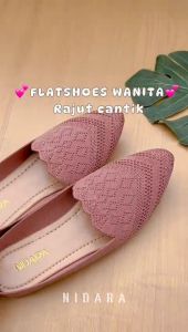Sepatu Flat Wanita Rajut Import Slip on Mules & Safari Rajut Lentur Sol Karet