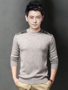 ROMON | Lormen Mens Knitted Sweater Thickened Fleece Warm Slim-fit Round Neck Pullover Winter Fashion Casual Long Sleeve Top