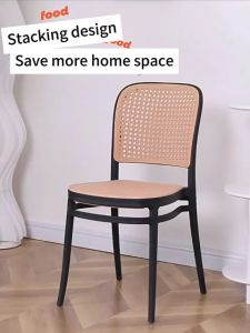 Nordic Rattan Chair PP Chair Plastic Chair Backrest Chair Restaurant DiningChair Minimalist Outdoor Kerusi Makan KerusiCafe