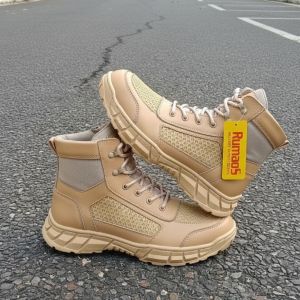 Rumaos krem semiboots sepatu PDL/PDH 6inch kulit sapi