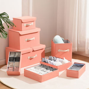 【D191】 Kotak Penyimpanan Lipat Kotak Penyimpanan Rumah Tangga Serbaguna With Lid And Handles Wardrobe Organizer Supplies