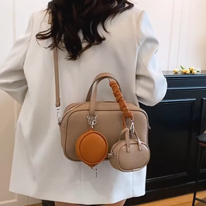 MOUSSON  กระเป๋าสะพายไหล่ผู้หญิง กระเป๋าสะพายไหล่หนัง PU ดีไซน์หรูหรา มีซิปปิดสำหรับแฟชั่นฤดูร้อน