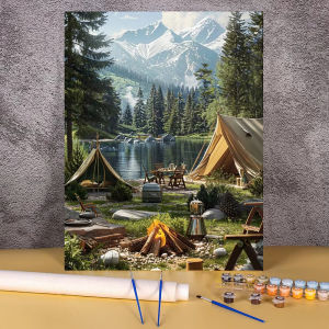 Picture By Number Town Seascape DIY Unframe Coloring By Numbers Paint on Canvas for Adults Home Decoration 30x40cm Painting