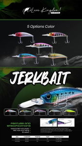 Lure Kingdom Jerkbait – Umpan Pancing Floating Minnow 6cm 5g 3D Action VMC Hook
