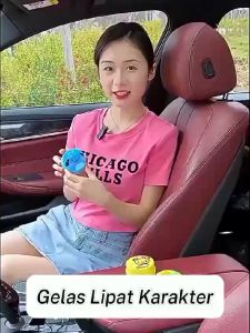 Tempat Minum Lipat Portabel Telescopic Cup Plastik / Gelas Lipast Mini Karakter Imut Lucu-FR GALLERY