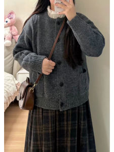 YUEZHONGWEI | Thick Warm Academic Style Grey Sweater Coat