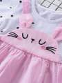 3-6yrs Baby Girls 2in1 Summer 🐰 Rabbit Suspender Dress Cute Fashion 3~6岁女童夏季兔子🐰背带裙假两件装新款时尚可爱. 