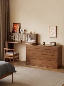DONGMU | Vintage Style Solid Wood Dressing Table with Chest