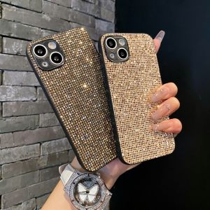 Luxurious shiny Leather diamond rhinestone Glitter for iphone 17 16 15 14 13 12 11 Pro Max Plus 17Air 16E Cover Protective Shell