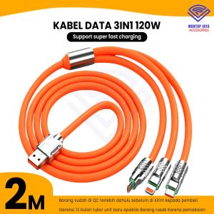 [COD] KABEL DATA CHARGER MICRO USB/TYPE C/LIGHTING 120W KD36 2 METER