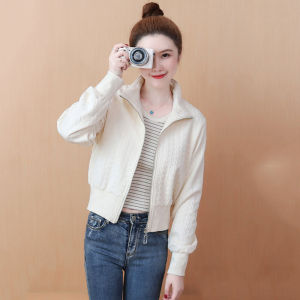Stylish Short Baseball Jacket Womens Casual Versatile Coat Spring Autumn Slimming Personality Korean Version Pure Color Zipper