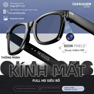 GUHUAVMI | Kính Thông Minh Camera 8MP Dành Cho Nam Nữ Tích Hợp AI Thông Minh Hỗ Trợ Dịch Thuật Gọi Điện Chống Nắng Chống Ánh Sáng Xanh.