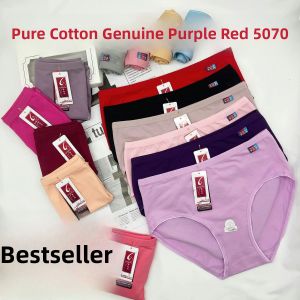 Pure Cotton Womens Triangle Underwear 6 Pieces Pack Elastic plus Size mid Waist Comfortable Breathable Anti-Bacterial