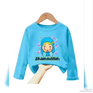 Atasan Kaos Anak Perempuan Lengan Panjang Motif HIJAB Untuk Usia 1-12 Thn