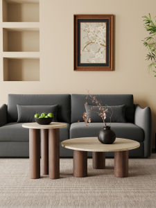 GOOFANSER | Zen Style Wooden Travertine Coffee Table