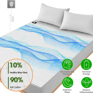 Grounding Bed Sheet Grounding Mat Earthing UK/USA/EU Plug with 10%Silver Fiber & 90%Organic Cotton Earth Energy Mat for Healthy
