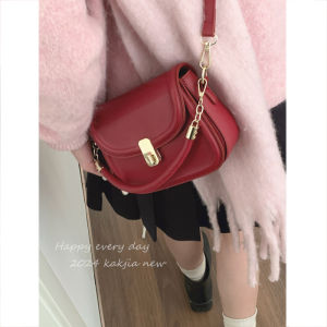 New Year Red Bag Female 2023 New Arrival Tide Fashion Satchel Small Square Bag Niche Style Shoulder Messenger Bag Underarm Bag