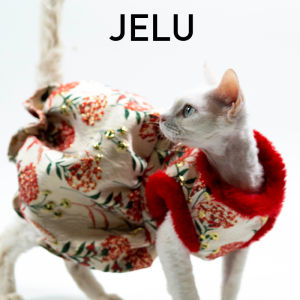 JELU Hairless Cat Clothes Furry Pumpkin Skirt New Years Pet Costume Soft Cotton Material No Hair Sphinx Devon Rex Velvet
