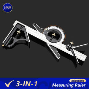 3-in-1 Woodworking Combination Square 300mm Adjustable Set – Measuring Ruler Angle Finder & Protractor Tool for Carpentry & DIY