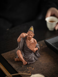 Drunk Jigong Buddha Ornament Ceramic Figure Statue Dragon down Arhat Zen Home Antique Shelf Table Decorations