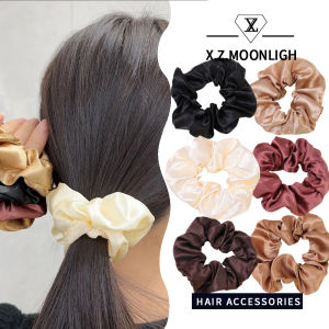 X.z.moonligh ฝรั่งเศสซาตินลำไส้ใหญ่ยางรัดผมยางรัดผมเชือกรัดผมระดับไฮเอนด์สำหรับผู้หญิงผมหางม้าต่ำเครื่องประดับ