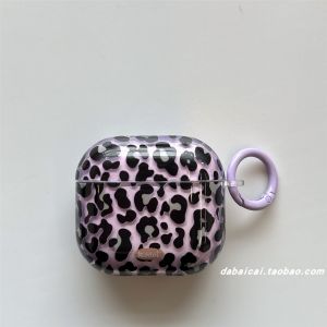 Protective Case for Airpods 1/2/3 pro Wireless Bluetooth Earphone Covers Leopard Print Label Shockproof Cool Sweet Girl Style