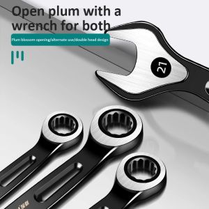 1PC Dual-purpose Ratchet Wrench 6mm-22mm Durable Open & Ring End Spanners Combination Ring Ratchet Wrench Car Repair Hand Tools