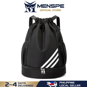 MENSPE Drawstring Backpack Bag Outdoor Waterproof Gym Backpack Sports Yoga Gym Swim Bag Nylon Fiber String Backpack for Kids Men Women With Shoe Compartment