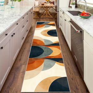 VIKAMA Vintage Geometric Anti Slip Runner Carpet Stain Resistant Hallway Laundry Room Kitchen Balcony Home Decor Rug