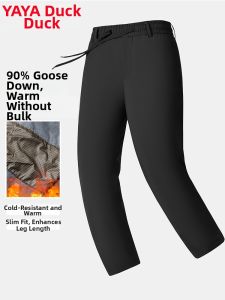 Warm Men Straight Leg Down Pants Long