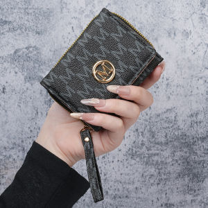 New style womens wallet short European and American PU high-end coin purse printed multi-card slots small wallet money cl