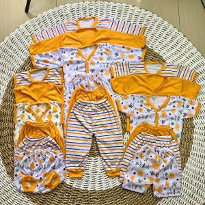 paket hemat 39pcs baju bayi baru lahir cewe cowo newborn lengkap mustard