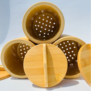 Nồi Hấp Cơm Bằng Tre Nguyên Khối Thủ Công Fresh Bamboo Root Steamer Single Tube round Shape One Layer Wood Material