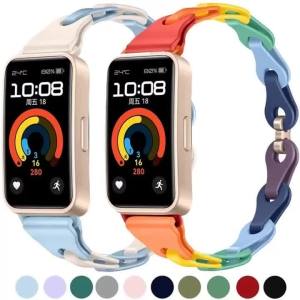 NEW Chain Silicone Band for Huawei Band 10 9 Women Fashion Sport Watchband for Huawei Band 8 Colorful Girls Ultra-narrow Strap