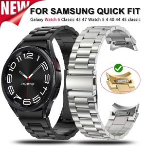 สาย สําหรับ Samsung Galaxy Watch 7 6 5 4 40มม. 44มม. No Gaps แบบปลดเร็ว สายสแตนเลส Galaxy Watch 4 6 Classic 43มม. 47มม. 5 Pro 45มม. อุปกรณ์เสริมสมาร์ทวอทช์