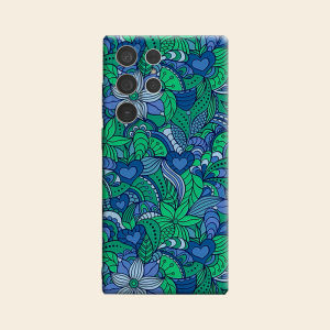 BILIBILI | Blue Green Floral Heart Luxury Fashion Full Lens Protective Case for Samsung Galaxy S26 S25 S24 A56 A36 Plus Ultra