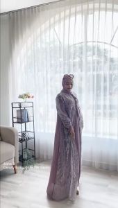 Humaira99 Gamis Syari Muslim Dress Hijab Muslimah Atasan Wanita Long Dress Terbaru Terlaris Pesta Kondangan Lebaran Ceruty Babydoll Mix Brokat Tile Alina Alina3