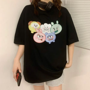 SHUQINGLAI | Harajuku Style Fashionable Loose Fitting Short Sleeve T-Shirt