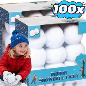100Pcs Artificial Soft Snowball Toys High Elasticity Plush Ball Snow Fake Balls Indoor Snow Fight Ball Christmas Party Throwing Games