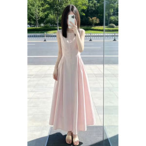 HUIFUXUAN | French Style Hepburn Inspired Sleeveless Summer Waist-Cinching Petite Friendly Long Dress