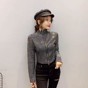 Sparkling Sequin Short Jacket for Womens Spring and Autumn 2023 New Design Sense Versatile Cardigan Fashionable Slim Fitting Jacket