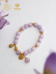 POTALA PALACE | Unique Purple Lithium Flourite & Amber Bracelet with Freedom Symbol Silver 925 Pendant