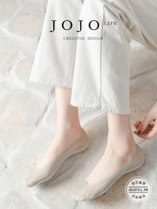 Ultra-Thin Breathable Ice-Silk Womens Boat Socks Summer No-Show Mesh No-Drop Heel Comfortable Soft Cotton Footwear